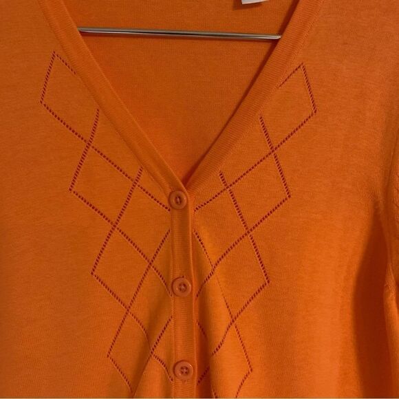 Greg Norman Collection Light Orange Button Front Cardigan Medium - Picture 6 of 9